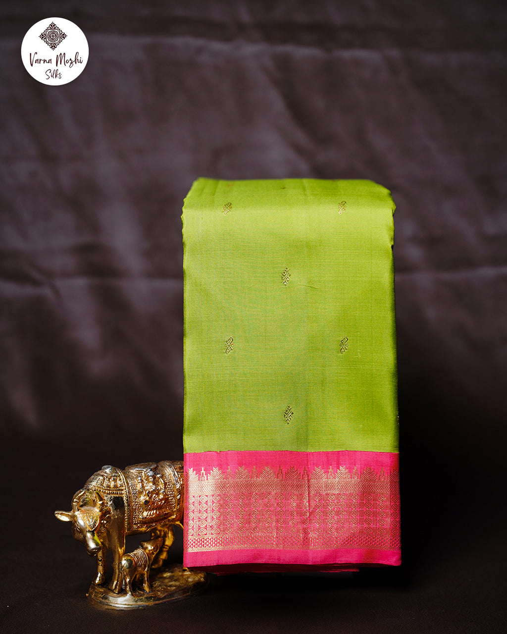 Alli Green Korvai Pure Silk Saree with Red Rose Border