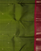 Alli Green Korvai Pure Silk Saree with Red Rose Border