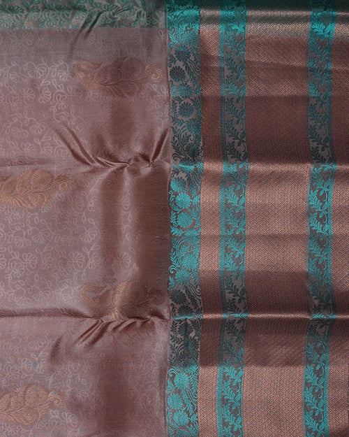 Dark Keva Pure Silk Fancy Saree with Multi-Color Border
