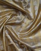 Gold Pure Zari Kanchipuram Silk Saree – Silver Round Buttas & Maroon Korvai Border