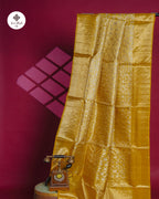 Gold Pure Zari Tissue Silk Saree – Silver-Gold Floral Brocade Weave