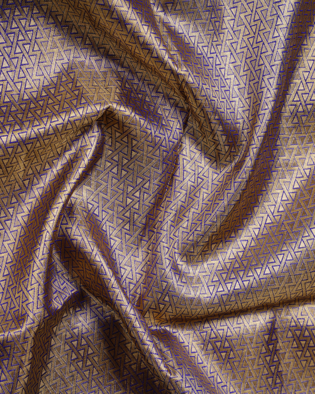 Gold Tissue Kanchipuram Silk Saree – Olive Green Body & Purple Zari Floral Border