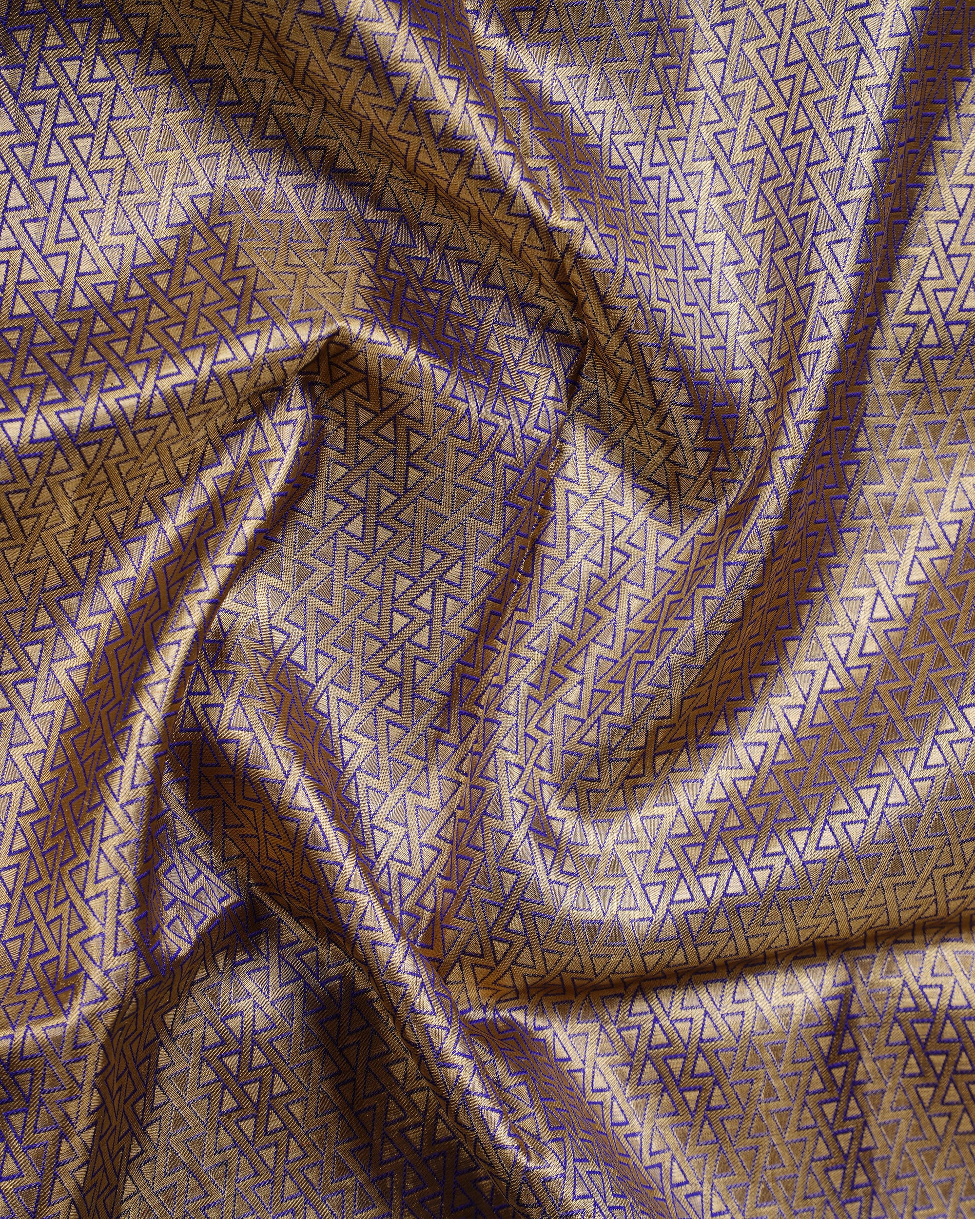 Gold Tissue Kanchipuram Silk Saree – Olive Green Body & Purple Zari Floral Border