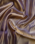 Gold Tissue Kanchipuram Silk Saree – Olive Green Body & Purple Zari Floral Border