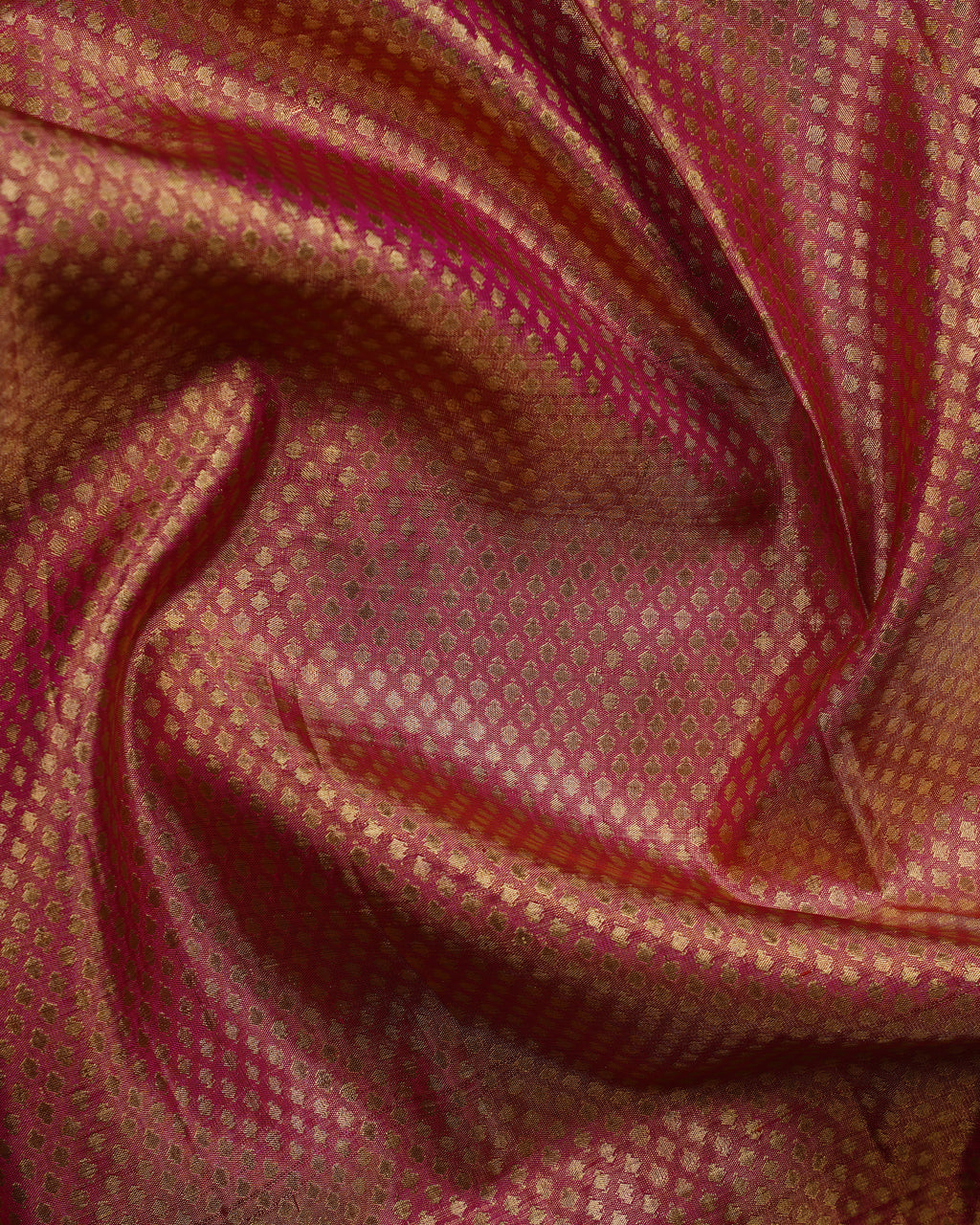 Gold Tissue Kanchipuram Silk Saree – Pink Zari Floral Brocade & Contrast Pallu