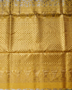 Gold Pure Zari Tissue Silk Saree – Silver-Gold Floral Brocade Weave
