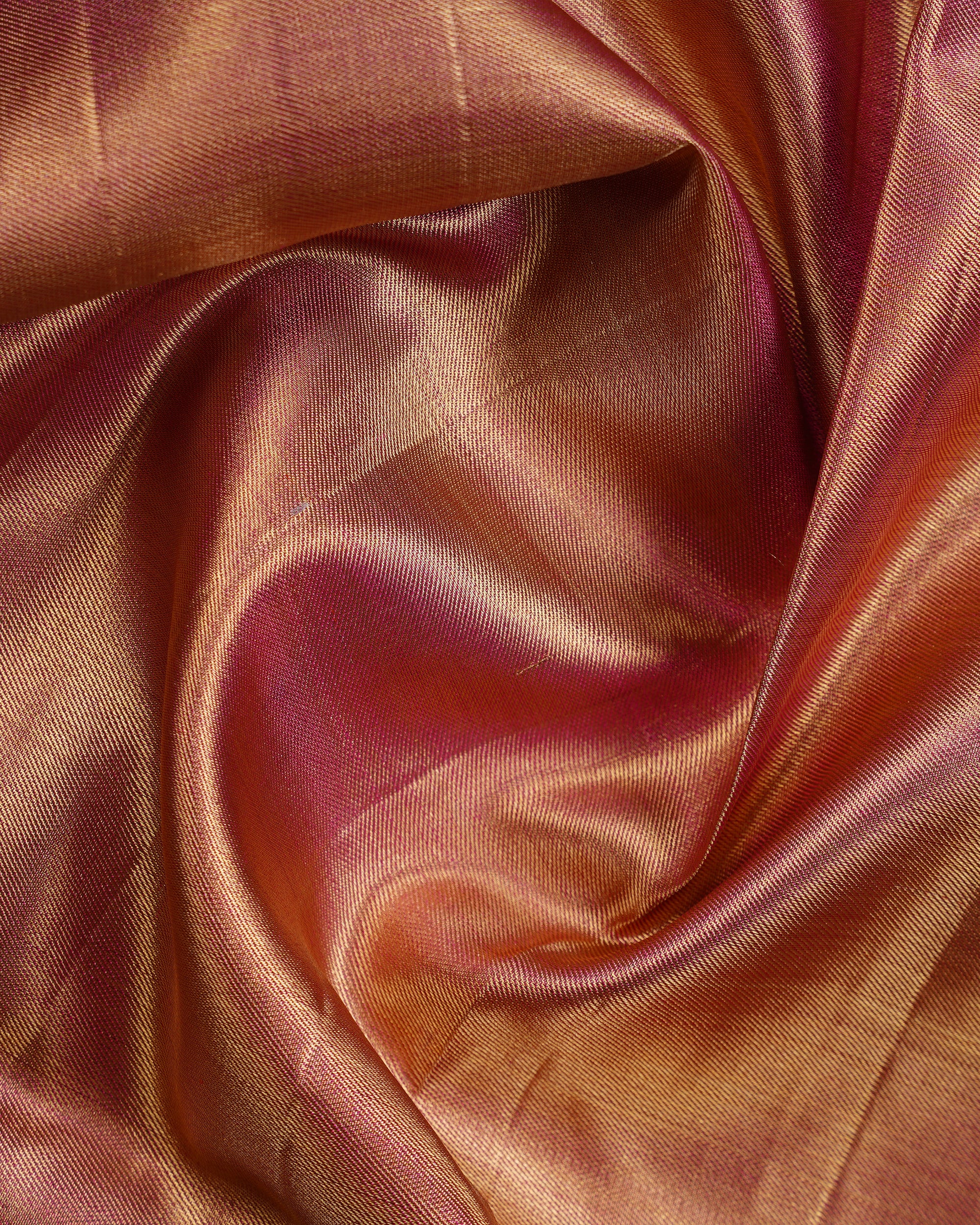Gold–Silver Tissue Kanchipuram Silk Saree – Floral Brocade Weave with Pink Contrast Zari Border