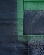 Grey Pure Silk Saree with Light Green Semi Contrast Border