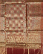 Maroon Tissue Silk Saree with Mayil Chakkaram Design & Plain Zari Border