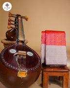 Orange & Grey Tissue Silk Saree with Box Annam Design and 2G Gold Zari