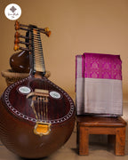 Purple & Grey Tissue Silk Saree with Box Thilagam Gold Zari (2G Weave)
