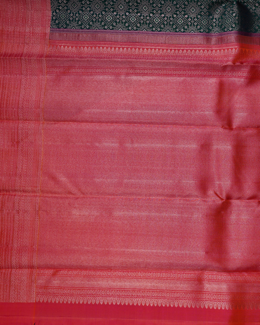 Red & Green Korvai Tissue Silk Saree with Stripe Peacock Design and 2G Gold Zari