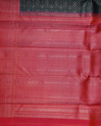 Red & Green Korvai Tissue Silk Saree with Stripe Peacock Design and 2G Gold Zari