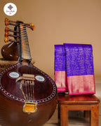 Royal Blue & Pink Combination Tissue Silk Saree – Small Border with Koi Zari Design, 2G Gold Zari