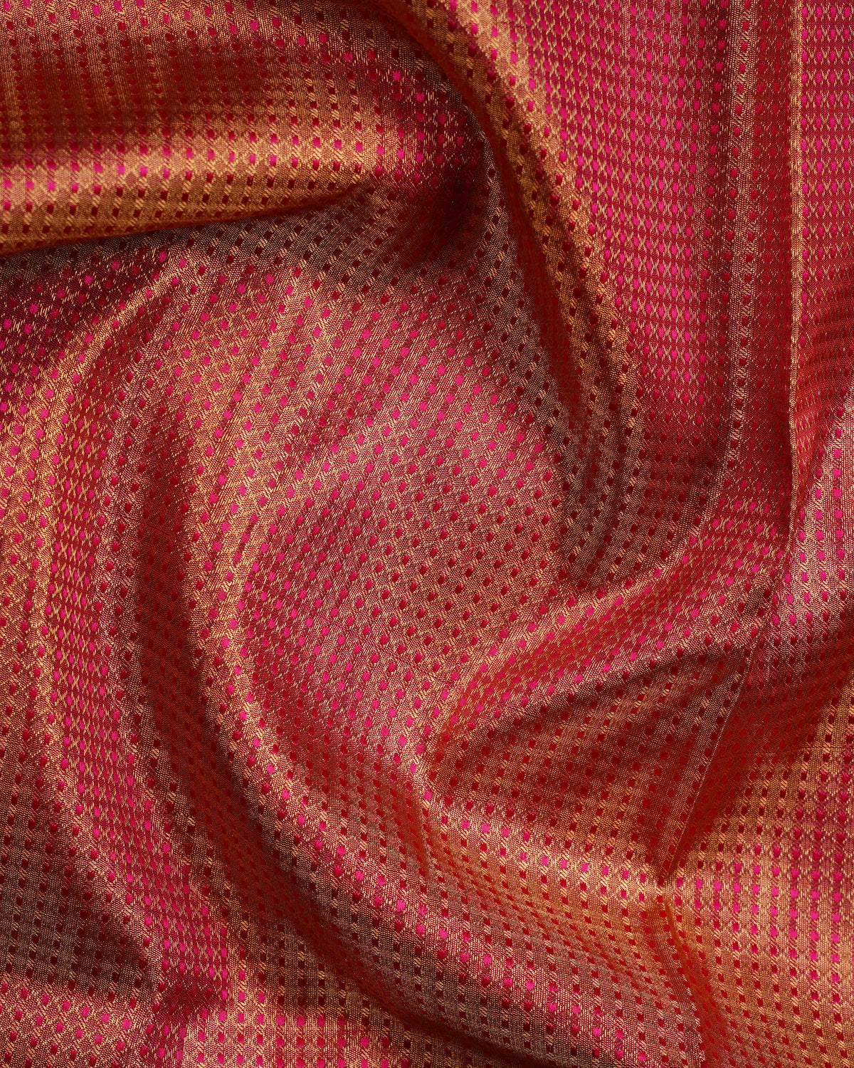 Silver-Gold Tissue Kanchipuram Silk Saree – Red Korvai Border & Floral Zari Buttas