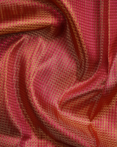 Silver-Gold Tissue Kanchipuram Silk Saree – Red Korvai Border & Floral Zari Buttas