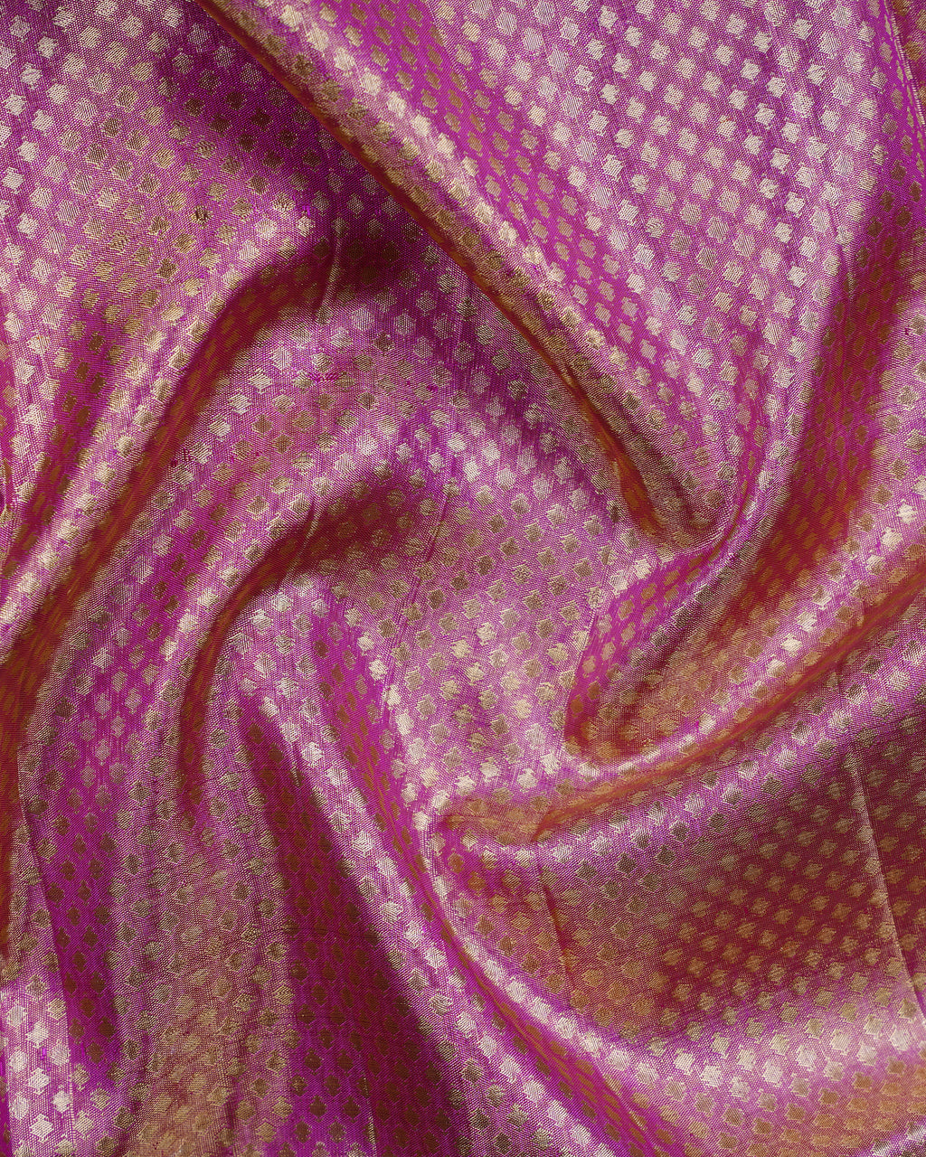 Silver-Red Peacock Motif Kanchipuram Tissue Silk Saree with Golden Zari Border