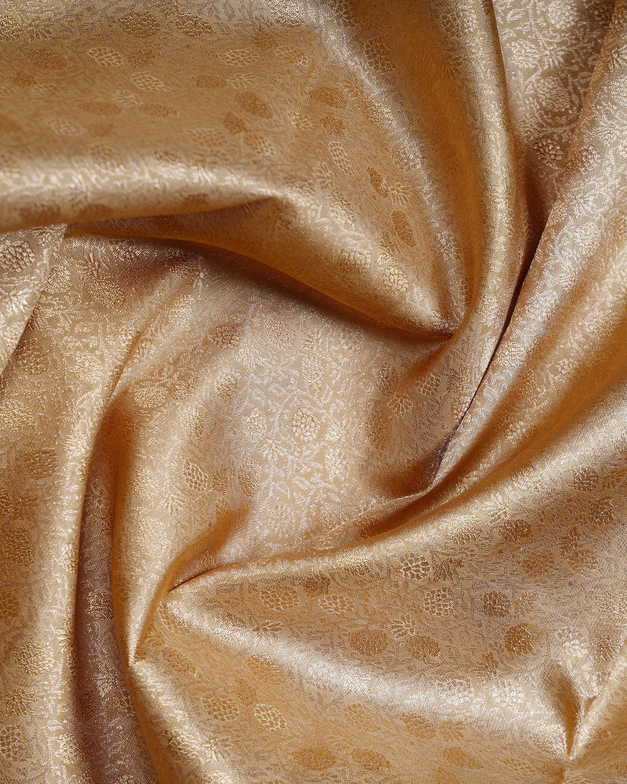 Cream & Maroon Tissue Silk Saree with Small Koi Flower Motifs and Bavanjji Border – 2G Gold Zari