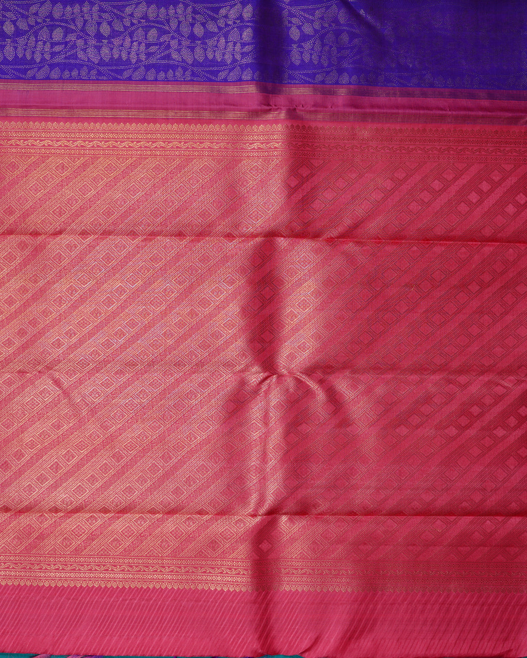 Royal Blue & Pink Combination Tissue Silk Saree – Small Border with Koi Zari Design, 2G Gold Zari