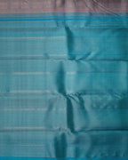 Grey & Sky Blue Tissue Silk Saree with Box Peacock Design and 2G Silver Zari Korvai Border