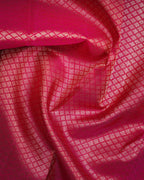 Grey & Pink Tissue Silk Saree with Small Koi Motifs and Korvai Border – 2G Silver Zari