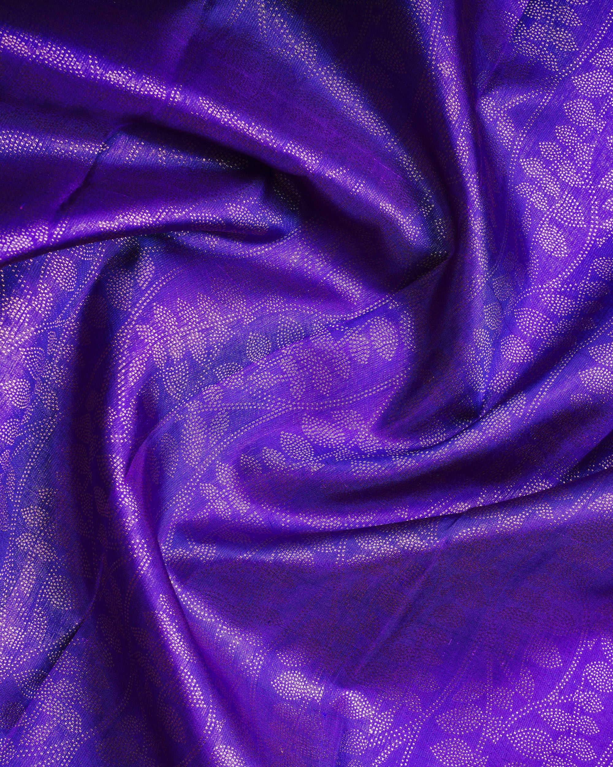 Royal Blue & Pink Combination Tissue Silk Saree – Small Border with Koi Zari Design, 2G Gold Zari