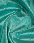 Ice Blue & Royal Blue Korvai Silk Saree with Yazhi Peacock Motifs – 2G Silver Zari