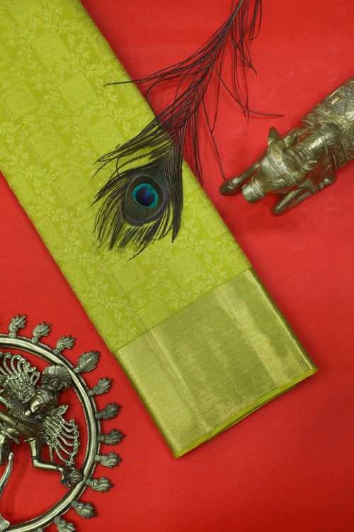 Alli Colour Kanchipuram Pure Silk Saree with Box Butta Design and Self Fancy Border