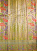 Alli Pista Tissue Fancy Kanchipuram Pure Silk Saree