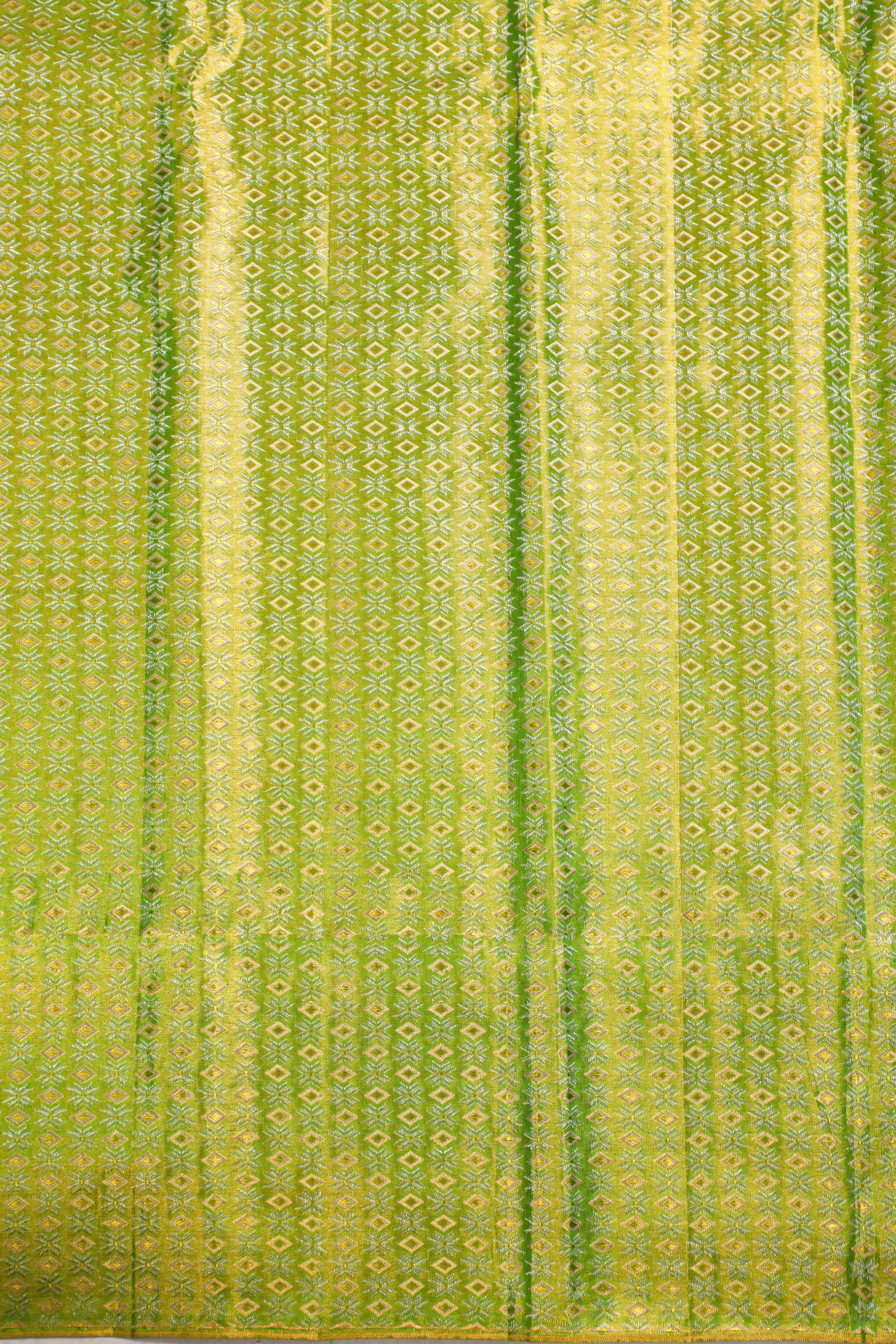Alli Pista Tissue Fancy Kanchipuram Pure Silk Saree