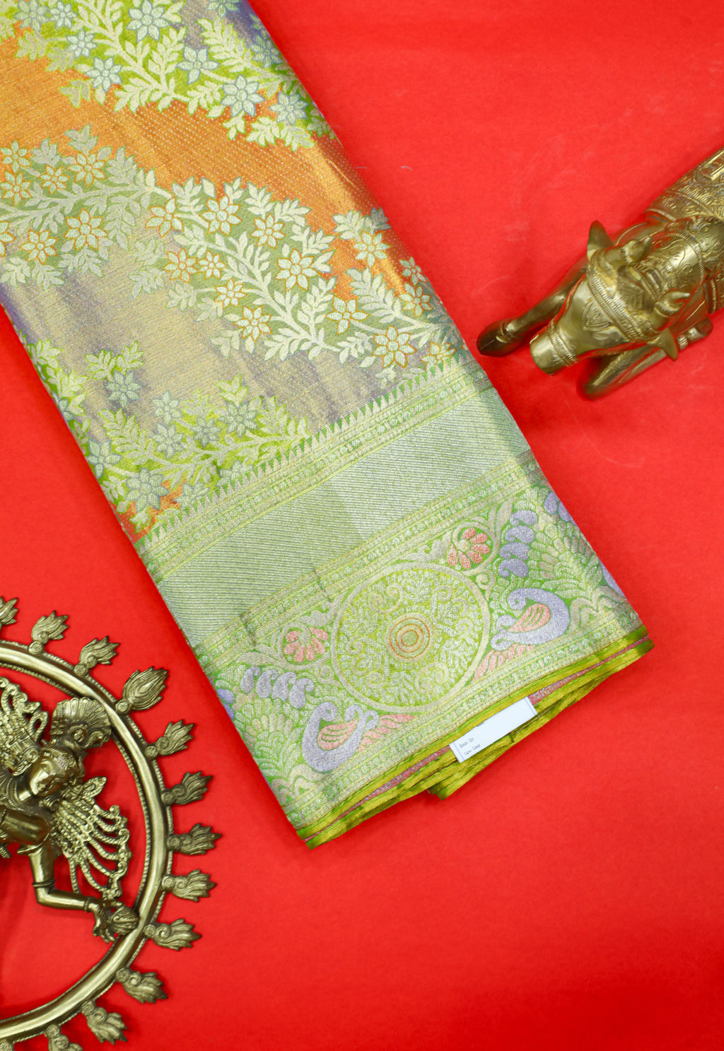 Alli Pista Tissue Fancy Kanchipuram Pure Silk Saree