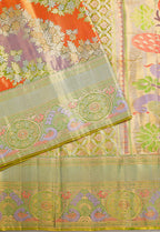 Alli Pista Tissue Fancy Kanchipuram Pure Silk Saree