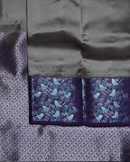 Ash Pure Silk Saree with D. Meenakshi Contrast Border