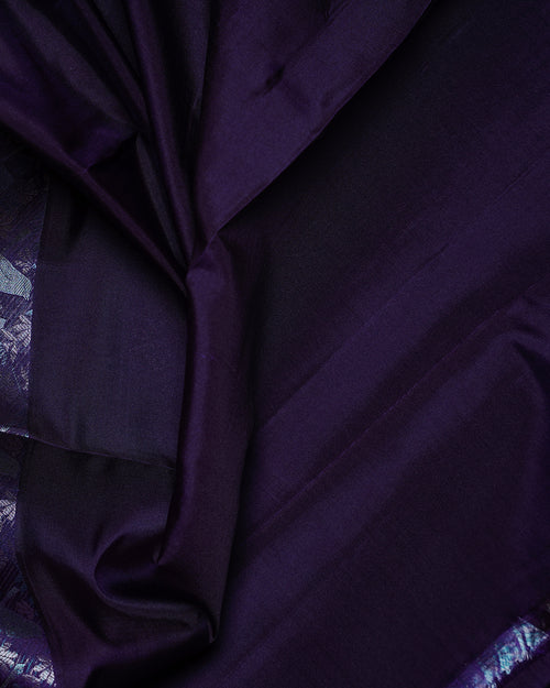 Ash Pure Silk Saree with D. Meenakshi Contrast Border