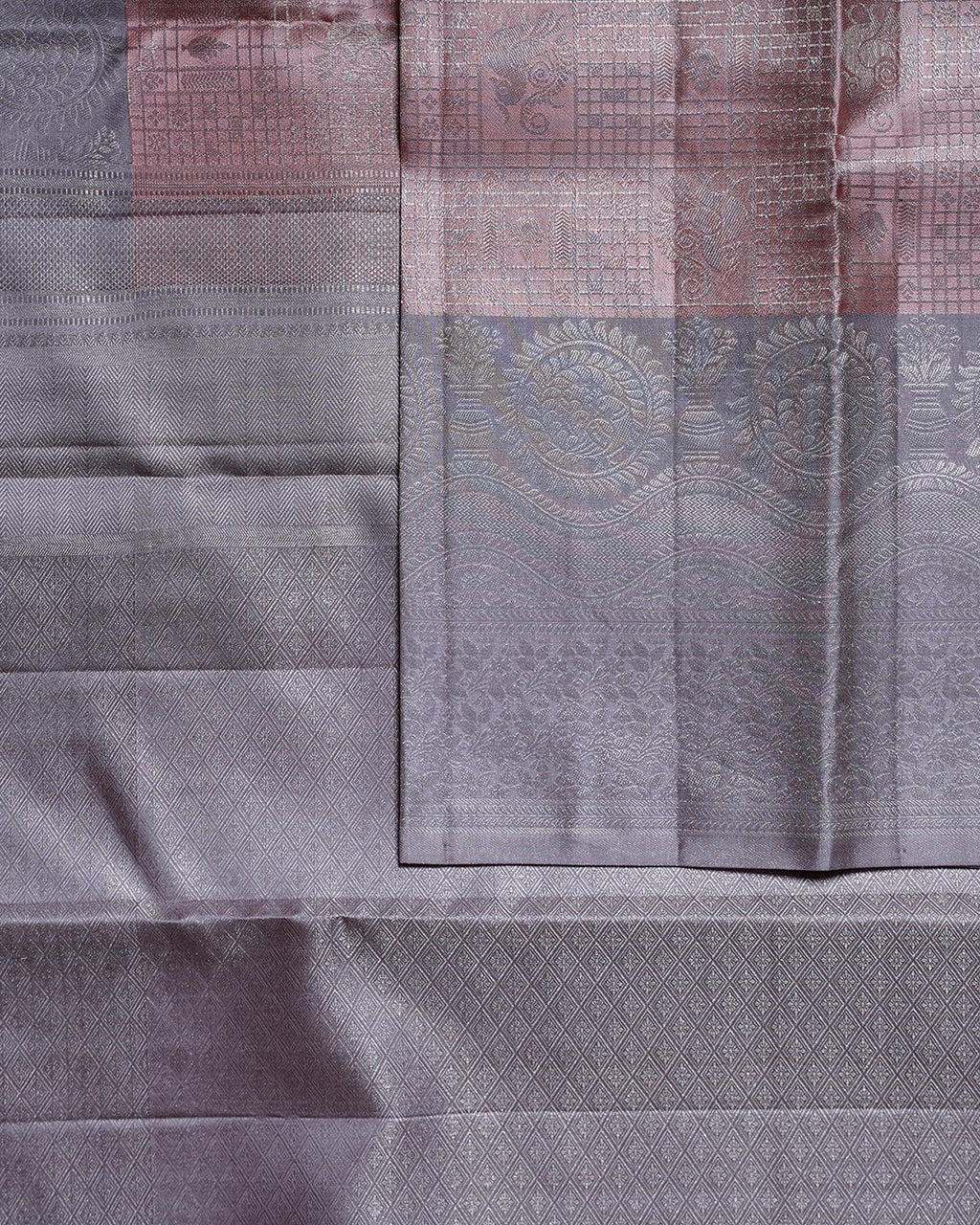 Light Baby Pink Pure Silk Saree with Dove Grey Border