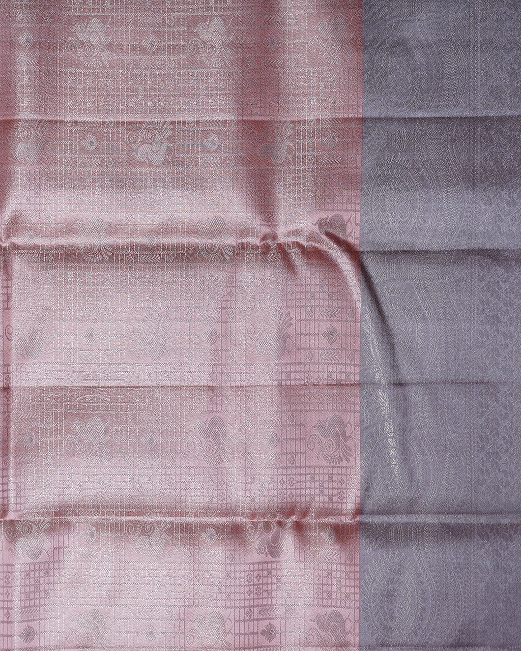 Light Baby Pink Pure Silk Saree with Dove Grey Border