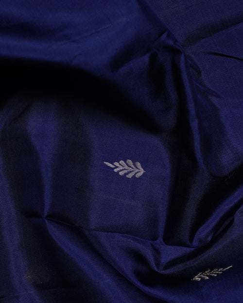 Bhuvana Blue Pure Silk Saree with Semi Contrast Border