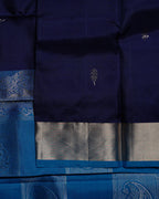 Bhuvana Blue Pure Silk Saree with Semi Contrast Border