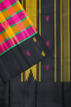 Black Fancy Kanchipuram Pure Silk Saree with Traditional Butta Design