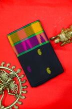 Black Fancy Kanchipuram Pure Silk Saree with Traditional Butta Design