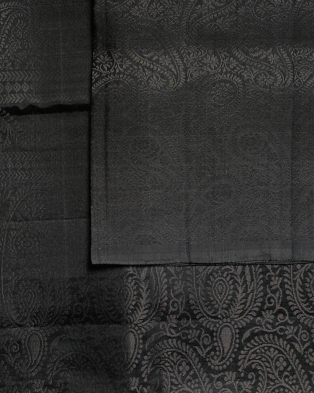 Pure Silk Charcoal Grey Paisley Weave Saree