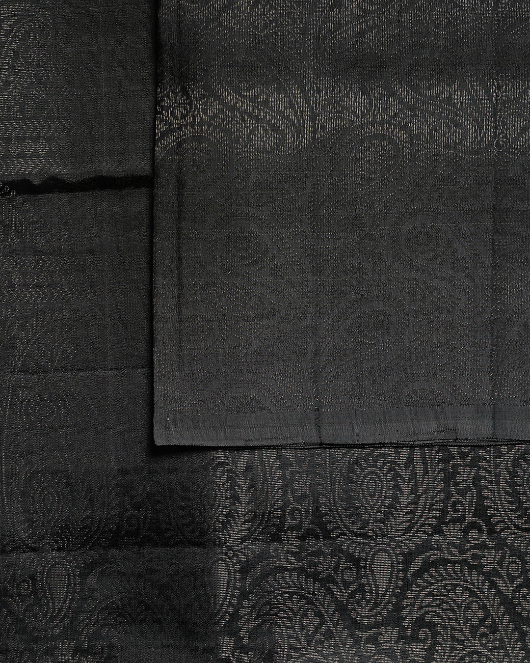 Pure Silk Charcoal Grey Paisley Weave Saree