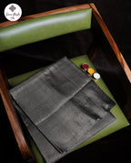 Pure Silk Charcoal Grey Paisley Weave Saree