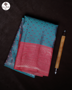 D Ramar Contrast Pure Silk Saree with Diamond Flower Design