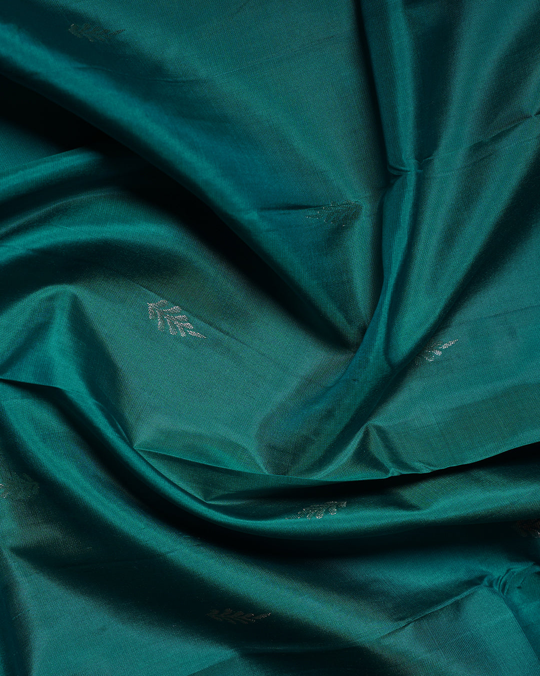Dark Rexona Green Pure Silk Butta Saree with Red Border