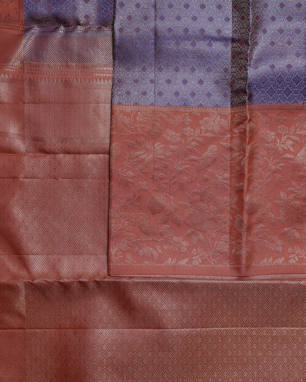 Dusty Lavender Pure Silk Saree with Peach Contrast Border