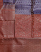 Dusty Lavender Pure Silk Saree with Peach Contrast Border