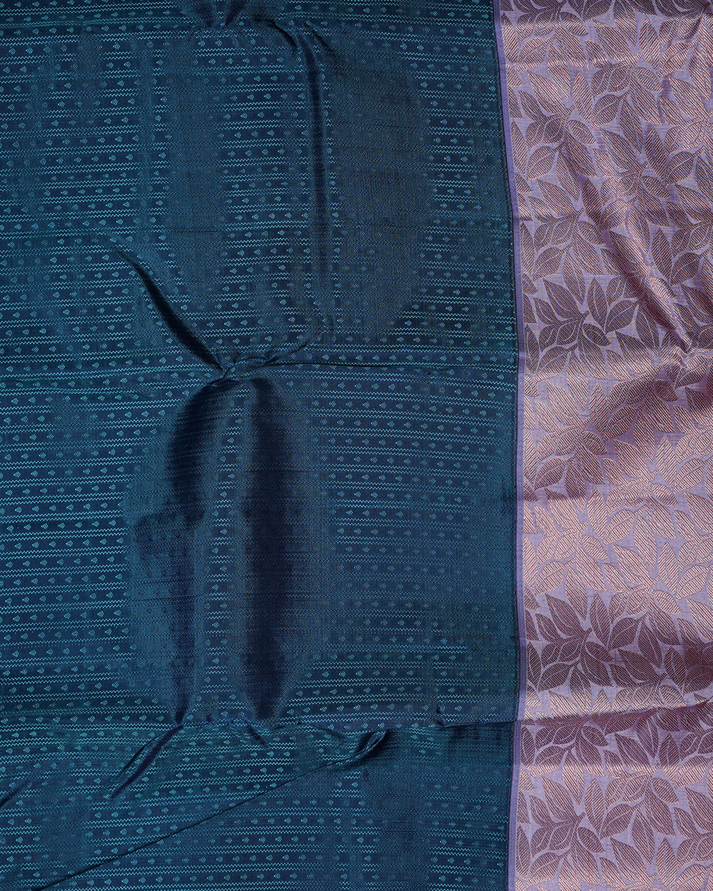 Emerald Green Pure Silk Saree with Lavender Border