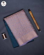 Emerald Green Pure Silk Saree with Lavender Border