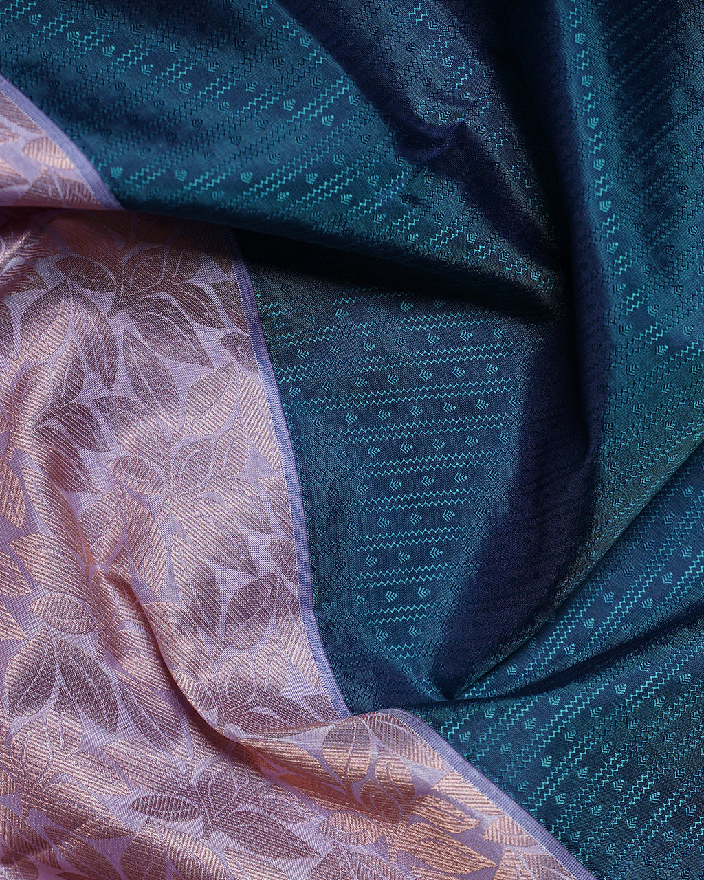 Emerald Green Pure Silk Saree with Lavender Border